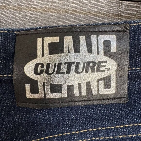 90s Vintage Culture 100% Cotton Dark Denim Rave Cargo Wide  Leg Jeans Size 31 - Picture 6 of 9